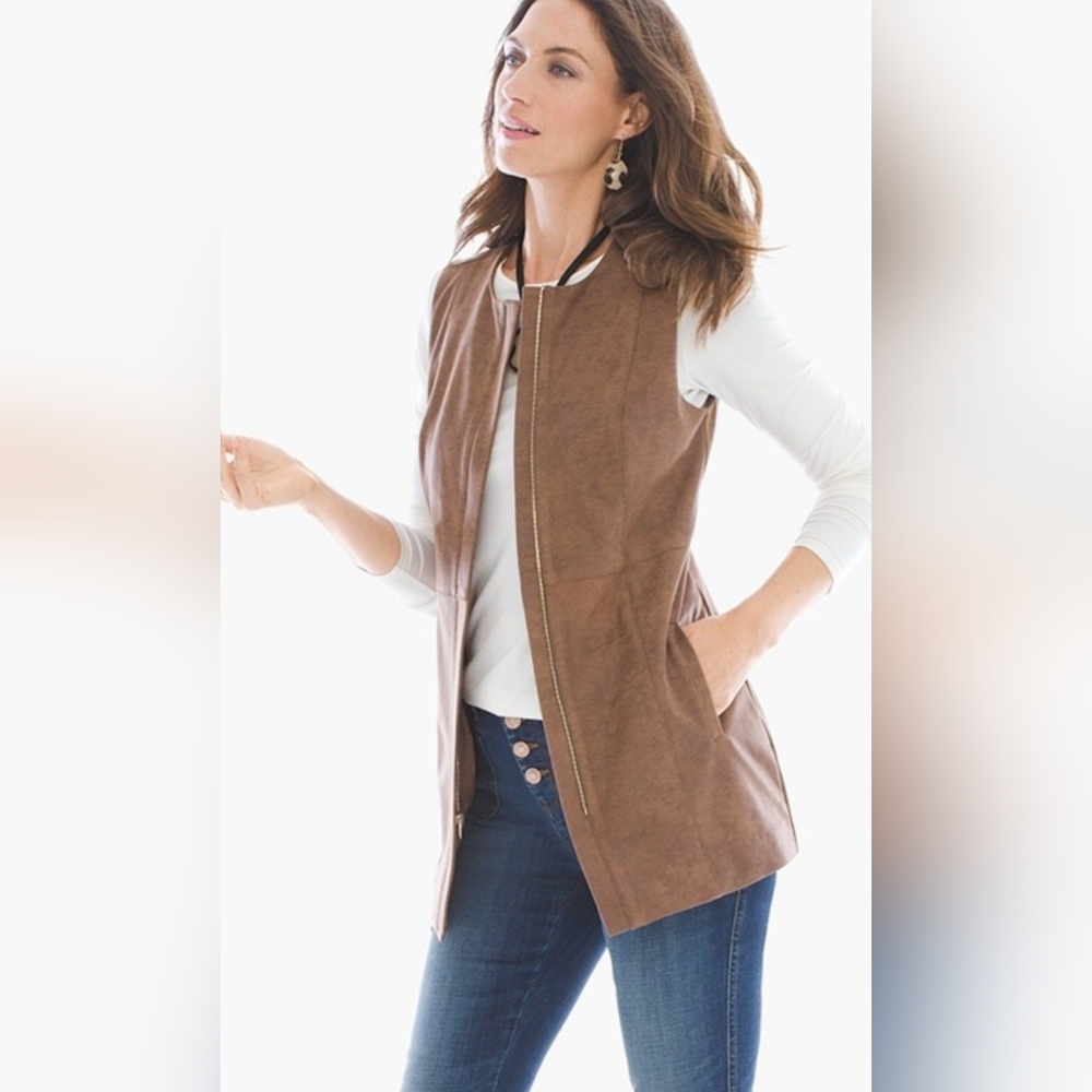 Chico's Size 1 Faux Leather Vest